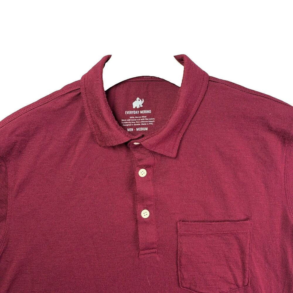 Woolly Everyday Merino Polo Shirt Mens Medium Red Short Sleeve Stretch Golf Work